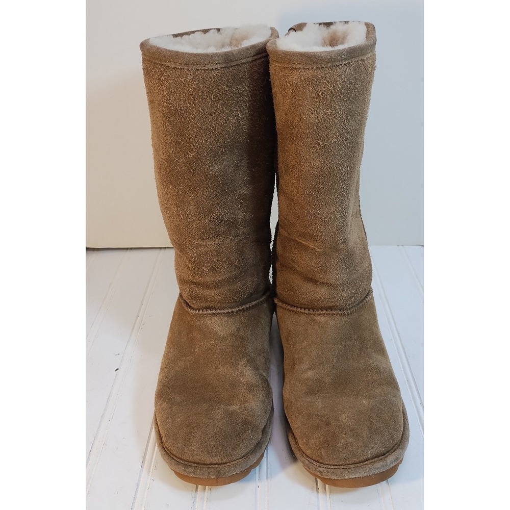 Bearpaw Elle Tall Suede Sheepskin Fur Winter Boots Women 10 Hickory Brown 1963W